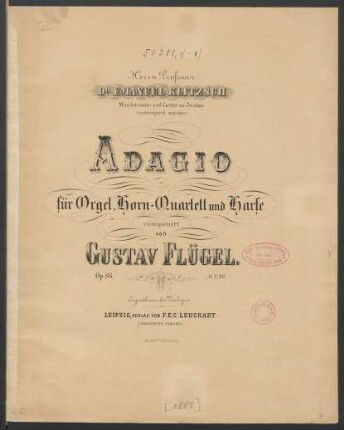 Adagio für Orgel, Horn-Quartett und Harfe : Op. 86