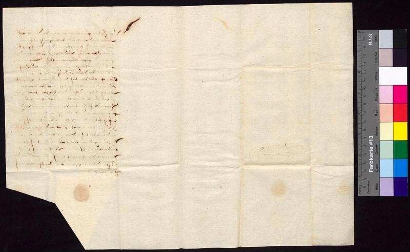 Zdislaus Berka von Duba auf Böhmisch Leipa und Reichstadt (Zdislaus herr Bergk herre von der Daube uff Leippe und Reichstad), Landvogt des Markgraftums Oberlausitz, bestätigt dem Bürgermeister und Rat der Stadt Bautzen den Empfang von 22 1/2 Schock Groschen an königlicher Jahrrente zu Georgii 1546. | Digitalisierung: Stadtarchiv Bautzen