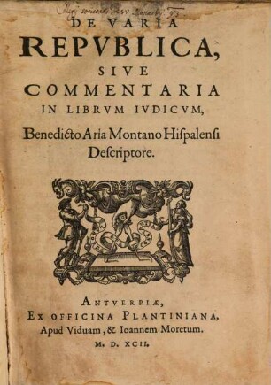 De varia republica : sive commentaria in librum Judicum