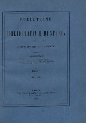 Tomo I. Luglio 1868.