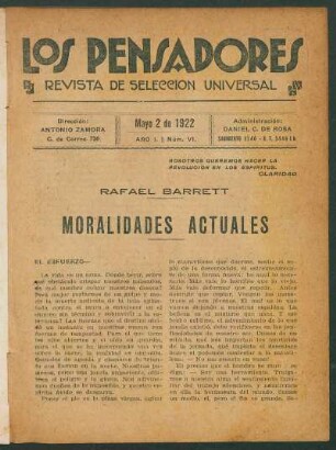 1922000600: Moralidades actuales
