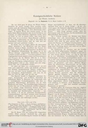 Kunstgeschichtliche Notizen aus Wiener Archiven