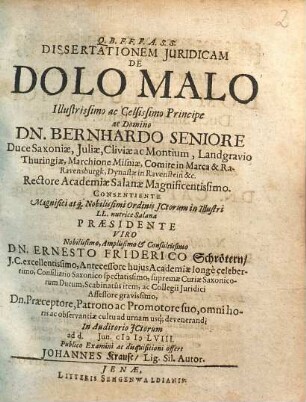 Dissertationem Iuridicam De Dolo Malo