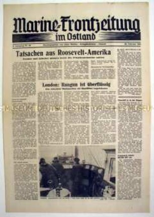 Kriegszeitung "Marine-Frontzeitung im Ostland" u.a. zur Kriegslage in Südostasien