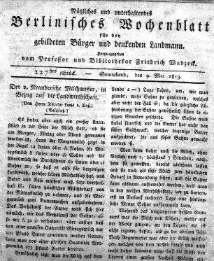 227stes Stueck, Sonnabend, den 9 Mai 1813