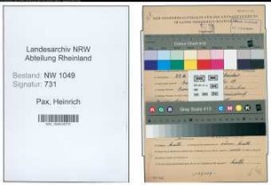 Entnazifizierung Heinrich Pax , geb. 29.06.1902 (Justizangestellter)
