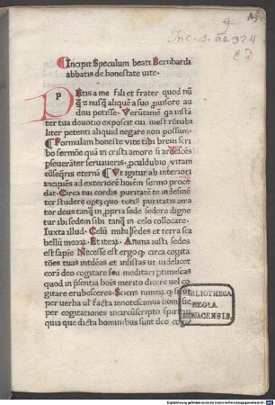 Incipit Speculum beati Bernhardi abbatis de honestate uite