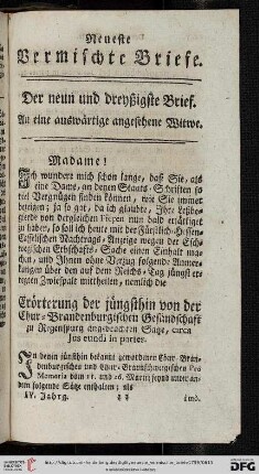 Der neun und dreyßigste Brief