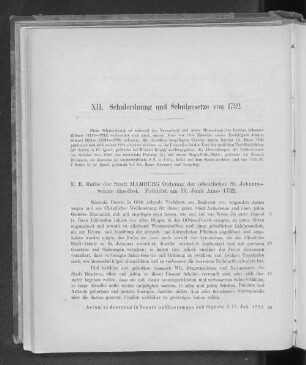 XII. Schulordnung und Schulgesetz von 1732.