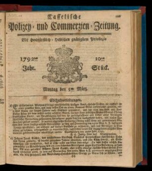 10tes Stück, Montag den 5ten März. 1792