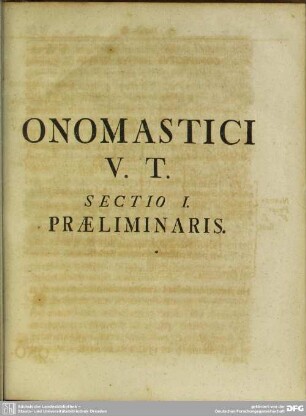 Sectio I. Praeliminaris