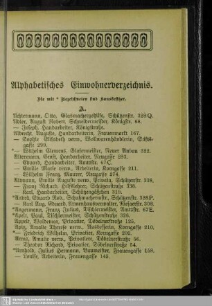 Einwohnerverzeichnis : Alphabetisches Einwohnerverzeichnis
