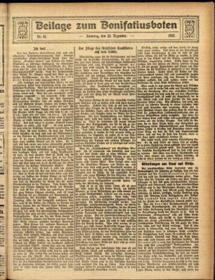 Zweite Ausgabe vom Sonntag, den 22. Dezember 1912.