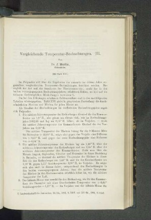 Vergleichende Temperatur-Beobachtungen. III