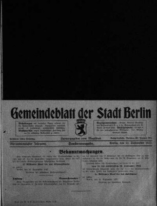 Sonderausgabe, 22. September 1923