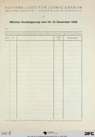 Auftrag-Liste für Ludwig Grabow