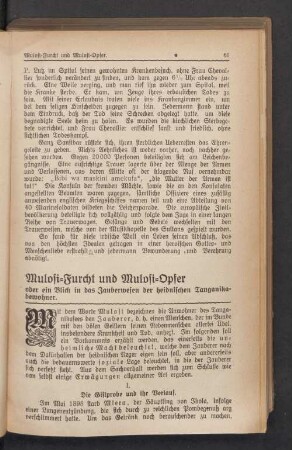 Mulosi-Furcht und Mulosi-Opfer