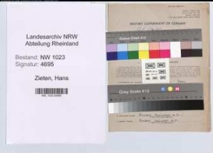 Entnazifizierung Hans Zieten , geb. 20.12.1918 (Finanzanwaerter)