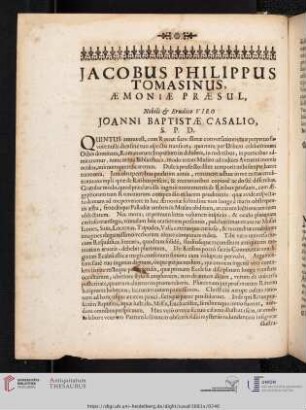 Jacobus Philippus tomasinus, aemoniae praesul