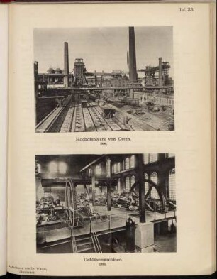 Taf. 23. Hochofenwerk von Osten. 1896 / Gebläsemaschinen. 1896