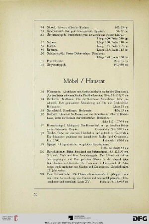 Möbel / Hausrat (Nr. 193-222)