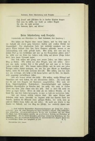 Beim Schulanfang nach Neujahr : Schulandacht