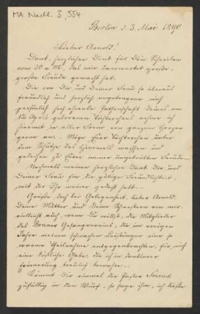 Brief an Arnold Ludwig Mendelssohn : 03.05.1890