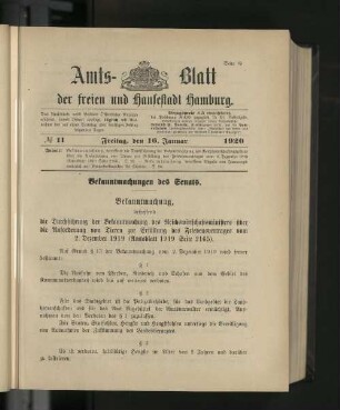 No. 11, 16. Januar 1920