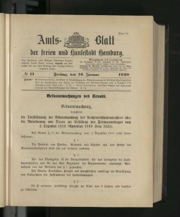 No. 11, 16. Januar 1920
