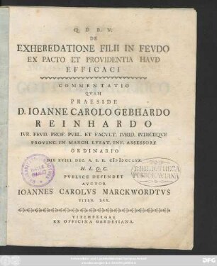 De Exheredatione Filii In Fevdo Ex Pacto Et Providentia Havd Efficaci
