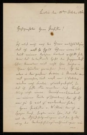 Nr. 8 Brief von Georg Quincke an Franz Ernst Neumann. Berlin, 14.10.1861