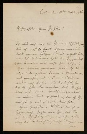 Nr. 8 Brief von Georg Quincke an Franz Ernst Neumann. Berlin, 14.10.1861