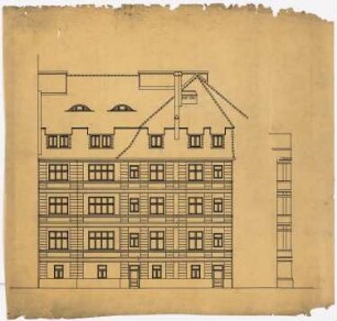 Wohnhäuser Hohenzollernstraße/Menzelstraße/Wölflstraße, Breslau: Ansicht Hinterfassade Haus Wölflstraße