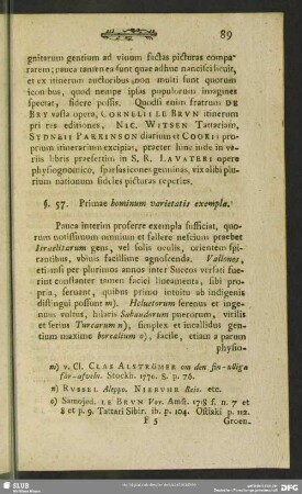§. 57. Primae hominum varietatis exempla