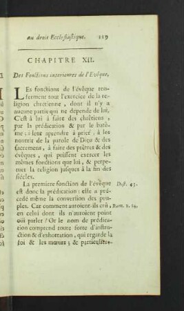 Chapitre XII. Des Fonctions interieures de l'Evêque.