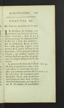 Chapitre XII. Des Fonctions interieures de l'Evêque.