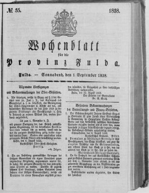Nr. 35, Ausgabe vom 1. September 1838
