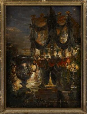 Der Malkasten im Trauerschmuck für Andreas Achenbach