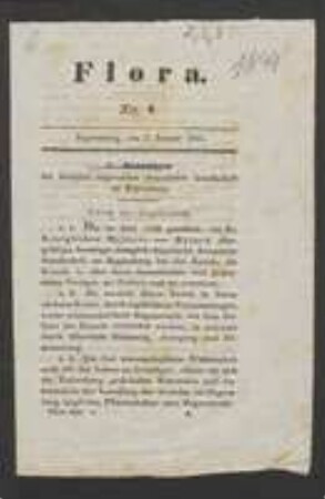 Vereinssatzung 1841 [in: Flora, Nr.1, 07.01.1841, S.1-6]