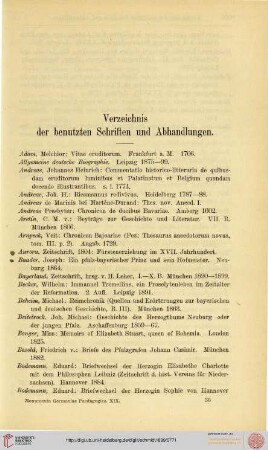 Verzeichnis der benutzten Schriften und Abhandlungen