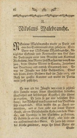 II. Nikolaus Malebranche.