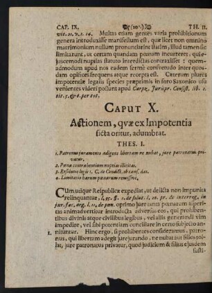 Caput X. Actionem, quae ex Impotentia ficta oritur, adumbrat.