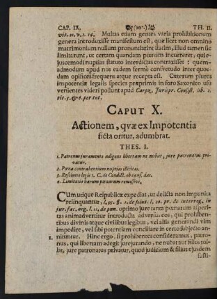 Caput X. Actionem, quae ex Impotentia ficta oritur, adumbrat.