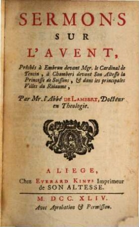Sermons sur le carême, 4. Sermons Sur L'Avent