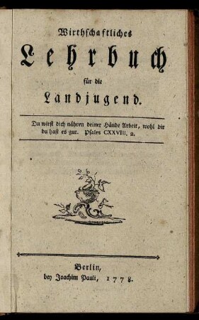 Wirthschaftliches Lehrbuch für die Landjugend