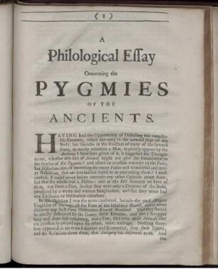 A Philological Effay Concerning the PYGMIES OF THE ANCIENTS.
