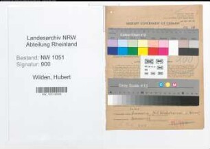 Entnazifizierung Hubert Wilden , geb. 27.02.1888 (Landwirt)