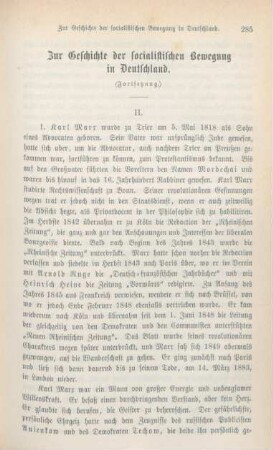 285-295 Zur Geschichte der socialistischen Bewegung in Deutschland : Fortsetzung