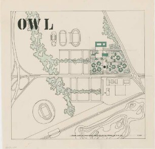 Wirsing, Werner; München - Oberwiesenfeld; Studentenviertel Oberwiesenfeld (Olympisches Dorf) - Lageplan, Signatur OWL