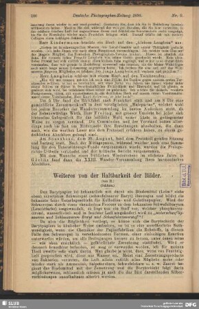 Weiteres von der Haltbarkeit der Bilder